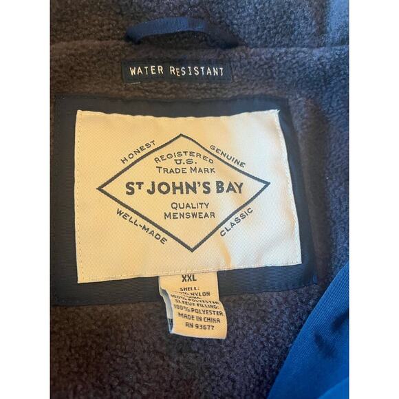 St Johns Bay Water Resistant Bomber Jacket Men XXL Neutral Zipper Fleece Lined - Picture 2 of 10